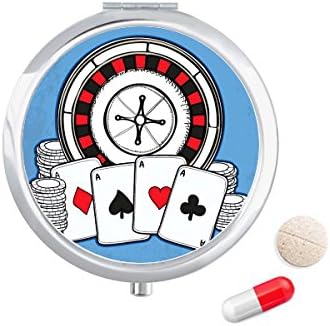 Чипове за Покер Въртяща се Маса, Илюстрация Калъф За Хапчета в Джоба Кутия За Съхранение на Лекарства Контейнер Опаковка