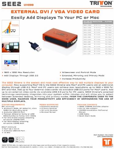 Tritton SEE2 Xtreme, Външна видео карта USB DVI или VGA, Максимална резолюция 1920x1200