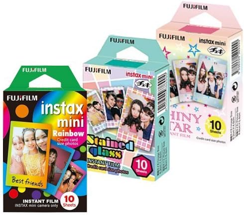 Мини-филм Fujifilm Instax Rainbow - От боядисана стъкло - Брилянтен Звездна фолио - 10 листа в 3 в опаковка (Оригинални стоки Taketori Store снабдени с инструкции)