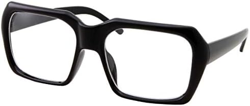 grinderPUNCH XL Големи Черни Очила Nerd с Прозрачни стъкла - Мъжки и Женски - на Квадратен костюм