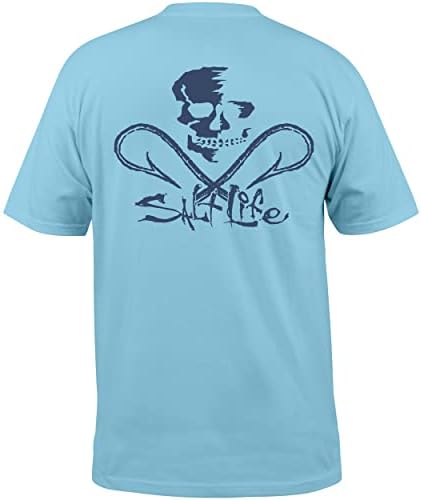 Мъжка тениска с Череп и куки Salt Живот с Къс ръкав и Джоб с Кръгло деколте