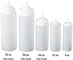 Каспийско 6 Опаковки Бели Пластмасови бутилки за подправки за изстискване на прозрачен сос за кухня, на улицата или на бара (8 унция)