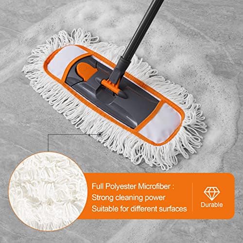 Въже CLEANHOME за миене на подове с 3 видове миещи подложки и плъзгаща се дълга дръжка 55 инча, богат на функции въже от микрофибър за измиване на подове от масивно дърво, ?
