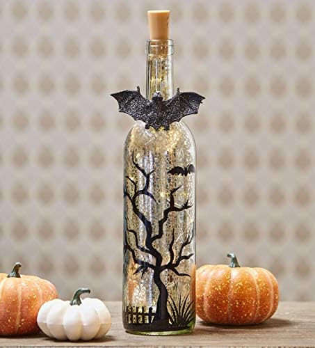 Колекция Lakeside Осветила Стъклена бутилка Mercury за Хелоуин с образа на прилеп и Дърво