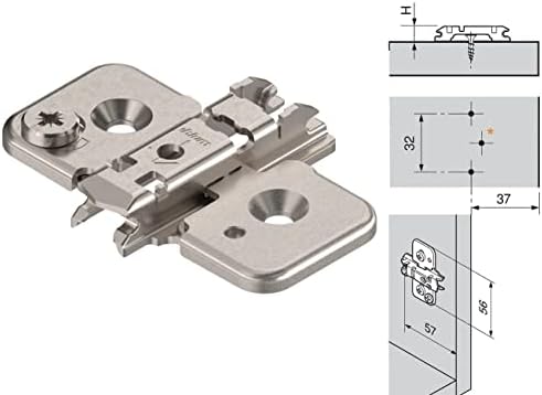 Blum Премия Никелирани +45° II Комплект вериги за пълното налагане на по диагонал - самозакрывающиеся, ъгъл на отваряне 110 °, регулируеми. само за врати без шкафове (вклю?