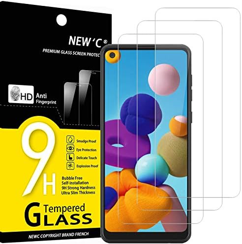 NEW'C [3 опаковки] е Предназначен за Samsung Galaxy А21 Защитно фолио за екран от закалено стъкло, калъф, Удобен, сверхпрочный