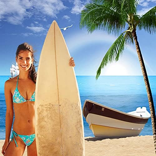 iProtech 5x7ft Годишният Тропически Плаж Фон За Снимки, Гавайское Брега, Синьото Небе, Палми, Лодка, Детски Портрет
