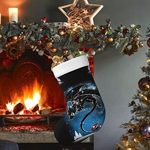 18 Инча Персонализиран Подарък Дракон Коледни Чорапи за Момчета, Жени, Деца, Домашни Любимци, Семейни Вечерни Декоративни Коледни Чорапи с Подсветка
