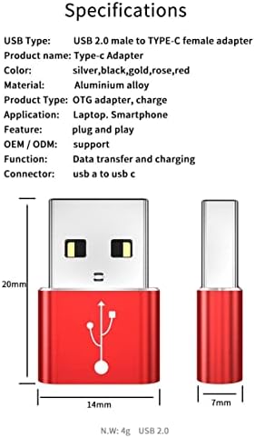 Адаптер BoxWave, който е съвместим с JBL Charge 4 (адаптер от BoxWave) - Устройство за превключване на порта USB-A-C (5 бр.), USB Type-C OTG USB-A Преобразува данните за зареждане на JBL Charge 4 - Сре