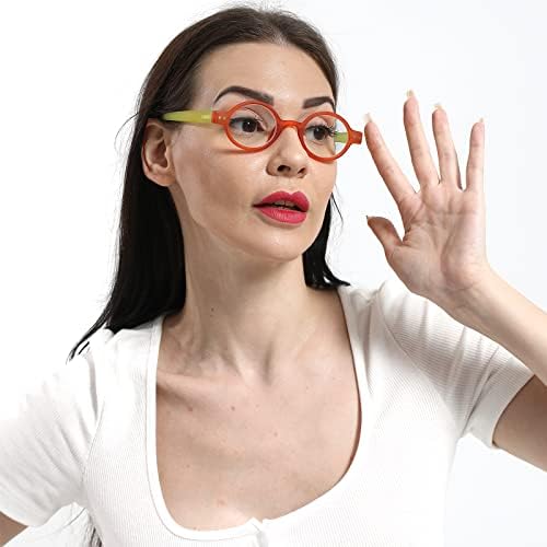 KoKoBin, 4 опаковки Мини-Малки кръгли очила за четене, Удобни Ридеры за жени и мъже (Цветни, 2,00, множитель_х)
