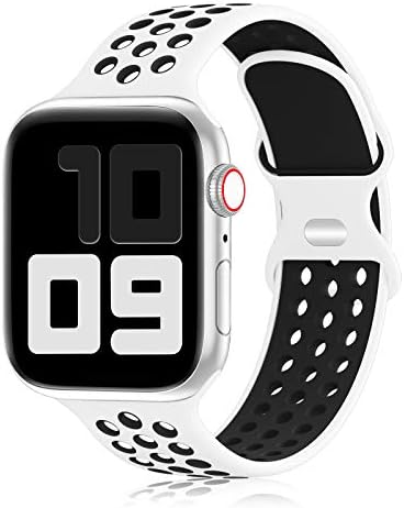 Спортен каишка YAXIN, съвместим с джапанки Apple Watch 38 мм 40 мм 42 мм 44 мм 41 мм, 45 мм, Дишаща Мек Силиконов Спортен Взаимозаменяеми каишка За жени и мъже, Съвместим с iWatch Series 7/S