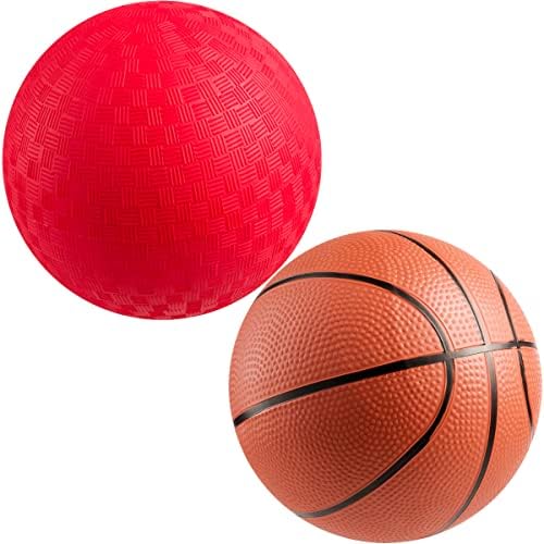 Спортни топки с ръчна помпа за деца - (опаковка от 4 броя) Гума спортен топката е с диаметър 6 инча, играчка комплект