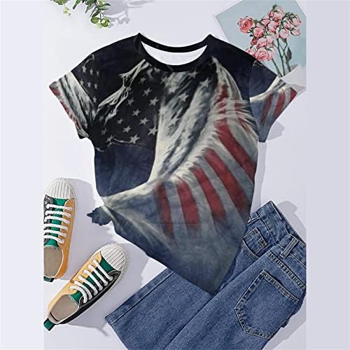 Тънки Тениски, Дамски Ризи за Жени Реколта Тениски с Принтом Ден на Независимостта, Подарък Тениска, Отгоре