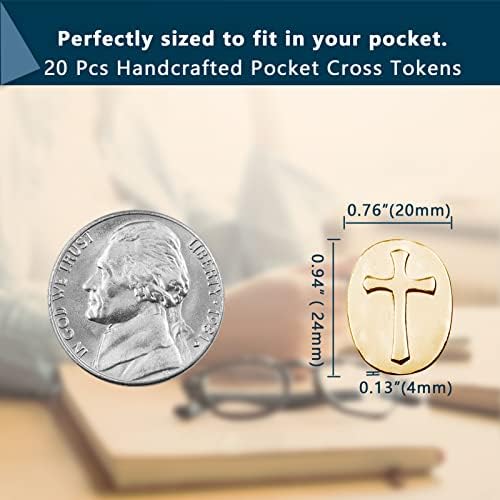 Gaberic 20 Броя Джобни Монети от x 's - Символичен с 2-трети страни-x' s - Талисмани за късмет - Метални джобни тик - Символи с християнски монети - Джобен размер символичен вяр