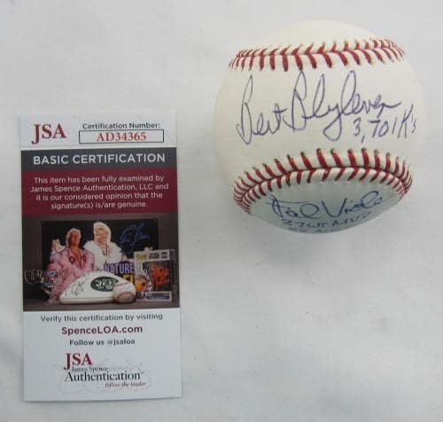 Бърт Блайлевен Франк Виола Подписа Автограф Rawlings Baseball с РЕКЛАМА Insc JSA - Бейзболни топки с автографи