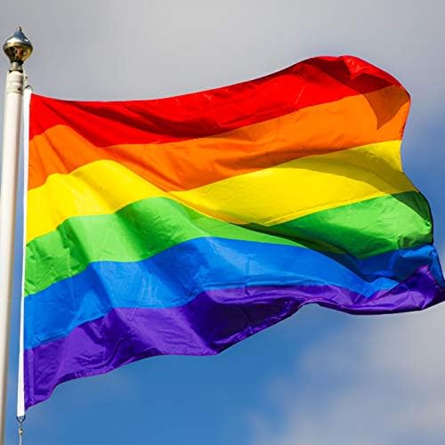 Дъгата флаг zagtag размер 3x5 метра с 6 ленти - Ярък цвят и устойчивост на избледняване от uv - Платно надмощие с двойна миг - Флагове за гей-парада от полиестер с медни люве