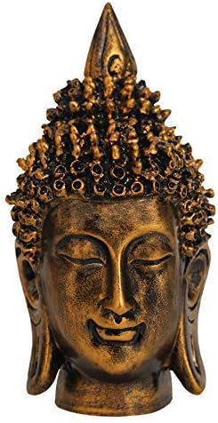 Статуетка със ЗАВЪРЗАНИ ПАНДЕЛКИ като Главата на Буда |Бронз, Смола|6,4x2,5 инча | В Селски Стил, Религиозна Статуя на Буда Шакямуни за Домашна Медитация, Дзен-Градина, ?