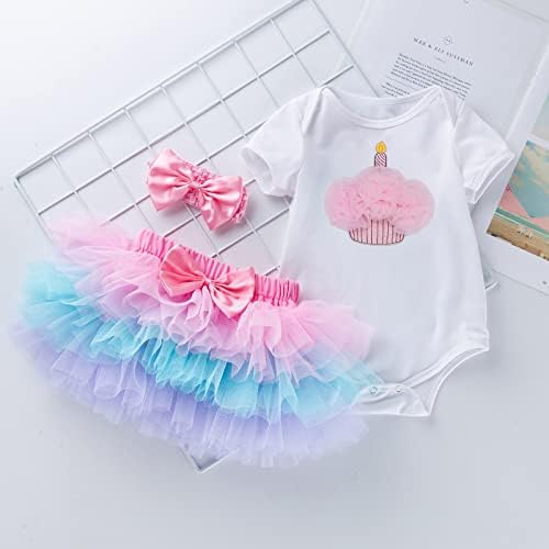 i-Keaui/ Комплект дрехи за новородени Момичета за Първия рожден ден, Комплект Дрехи за Именинницы, Гащеризон + Пола-пакет
