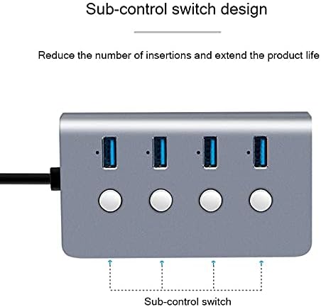 LMMDDP Подконтрольный Ключ 4-Портов USB 3.0 ХЪБ От Алуминиева Сплав До 5 Gbit/s, Мулти USB Сплитер за вашия Десктоп на