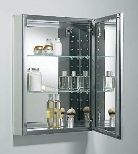 Шкаф за лекарства (Kohler) CB-CLW2026SS CLW Плосък 20 W x 26от Алуминий с Декоративни Огледално-рефлексен като в Сребърна рамка, Червен