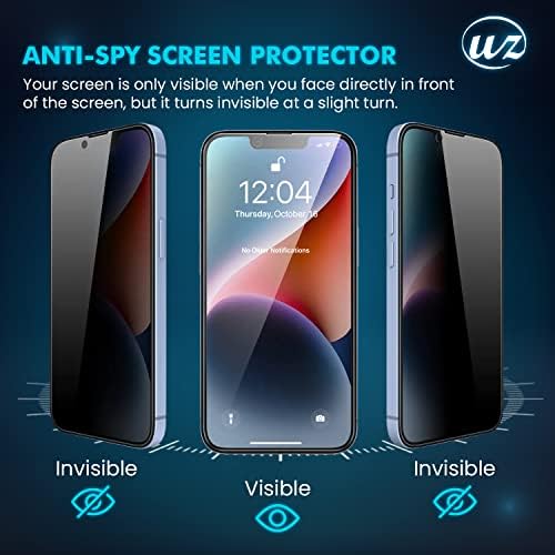 UWAOMZ [2 + 2 опаковки за iPhone 14 Plus, Защитен слой от Закалено стъкло за защита от Шпионаж, Аксесоари за