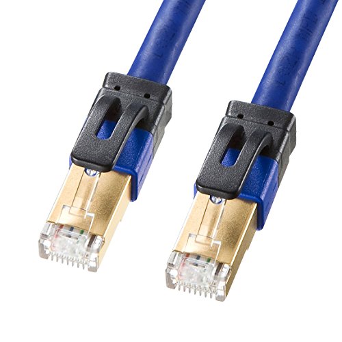 Мрежов кабел Sanwa Supply KB-T7A-15BL CAT7A, 49,2 фута (15 м), 10 Gbit/сек/1000 Mhz, RJ-45, Защита от счупване, синьо