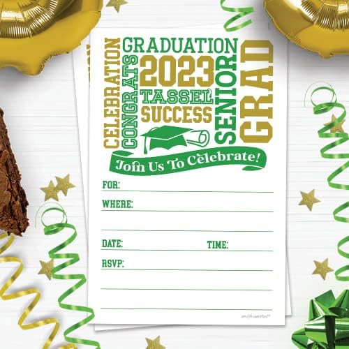 Зелени покани на бала 2023 в Пликове (общо 20 броя) - Покана На Выпускную парти В гимназия или колеж