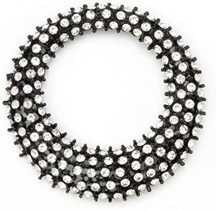 Бижутериен Дизайнер Висулка N-5202 С Кристали във формата на Метален Поничка, Черен