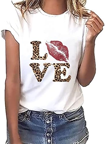 Тениска с Надпис Love Fashion в Свети Валентин, Дамски Ежедневни Тениска с Къси Ръкави, Ежедневни Свободни Топове, Дамски Блуза
