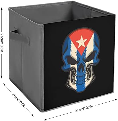 Флаг На Куба Череп Сгъваеми Кутии За Съхранение На Кубчета Организатор На Модни Тъканни Кутии За Съхранение На Вмъкване