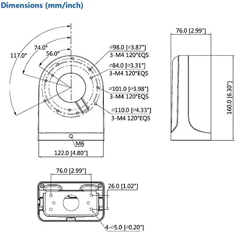 Водонепроницаемое монтиране на стена PFB203W за куполни камери на Dahua и Hikvision (4 бр.)