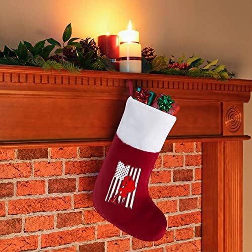 Американски Флаг Хокей Коледни Чорапи Чорапи с Плюшено Камина, Висящи за Домашен интериор Елхи