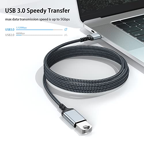 DteeDck USB 3.0 Удлинительный кабел 6.6 фута 2 опаковки, удължителен кабел USB A В оплетке, удължителен кабел USB-USB