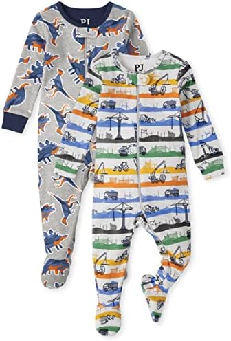 The Children ' s Place Baby 2 опаковки и Цели Пижама на крака от памук с цип отпред за малки момчета от 2 опаковки