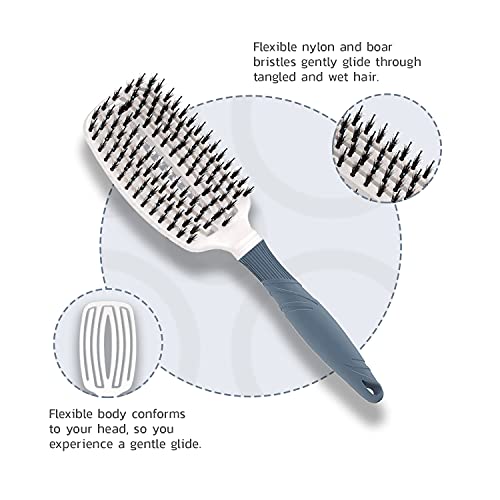 Комплект четки за коса - Професионалната Кръгла четка и четка за разнищване на косата - Керамични Йонна Термална Бочкообразная