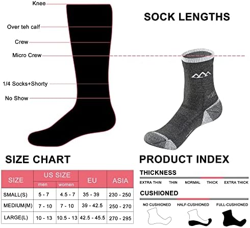 innotree 3 Опаковки Мъжки Маршируват Чорапи От мериносова Вълна, Туристически Чорапи С микро-Подплата За Екипажа, Абсорбиращи