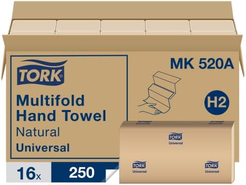 Ролка хартия и кърпи за ръце Tork Natural H21, Универсален, 100 Преработено влакна, 6 ролки x 800 фута, RK8002 & Tork Multifold Hand Towel Natural H2, Универсален, 100 Преработено влакна, 16 x 250 листа, MK5