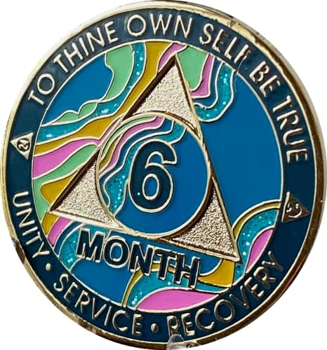 6 Месеца Медальон AA Елегантен Мрамор Таити Тюркоаз, Розово с Аквамариновым Блясък Позлатени Чип за Бгв