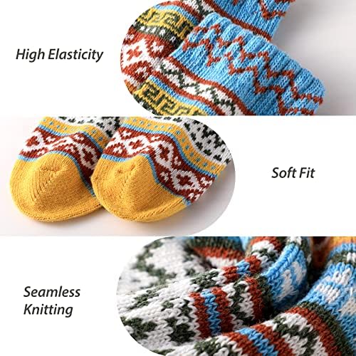 5 Чифта Вълнени чорапи - Удобни и Топли Вълнени чорапи за жените, Вълнени Чорапи За жените, Реколта Дамски Зимни Чорапи,