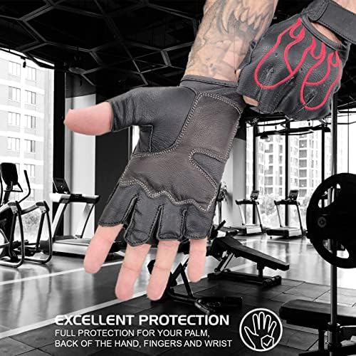 Спортни ръкавици от огнената на кожата за мъже и жени, ръкавици за вдигане на тежести за фитнес, каране на колело, тренировките,