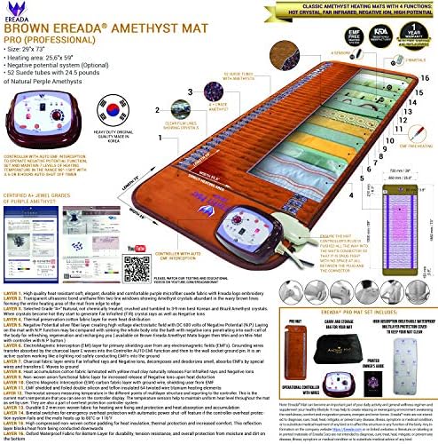 Професионален мат с аметистом в далечния инфрачервен диапазон от 73 L x 29W - Произведено в Корея - Йонна терапия Ела с отопление за по-дълбоко проникване - Естествен ам?