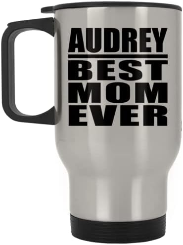 Designsify Одри най-Добрата Майка На света, Сребърен Пътна Чаша 14 грама, на Изолиран Чаша от Неръждаема Стомана, Подаръци