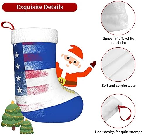 QG ZZX Коледни Чорапи с Бяла Супер Меки Плюшени Белезници, Флаг на САЩ, Сальвадор, Коледни Чорапи, Коледни Украси, Отглеждане