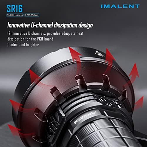 Прожектор IMALENT SR16 Фенерче 55000 Лумена Супер Ярки led Акумулаторни фенери, Cree XHP50.3 HI LED Водоустойчива
