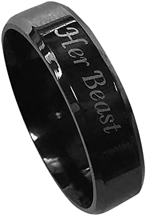 Пръстени за тийнейджъри, прост пръстен от титанов стомана, женски пръстен, мультяшное сладко бижу пръстен (черно, 6)