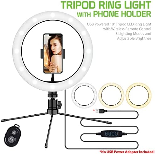 Светъл трикольор пръстен за селфи, съвместим с Samsung разстояние от sph-L720ZBASPR 10 инча, с дистанционно управление за директно