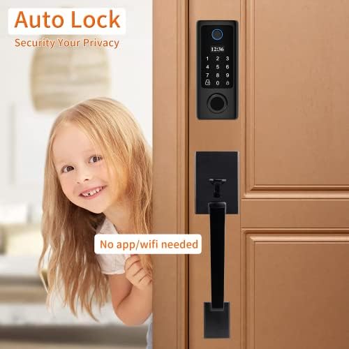 Система за Заключване на вратите YOSIMIKA с пръстов отпечатък, Автоматично Заключване на вратите без ключ с Дръжки, Брави с клавиатура, Интелигентна Система за Заключв