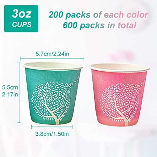 LITOPAK 600 Опаковка 3 мл за Еднократна употреба чаши за баня, Цветни за Еднократна употреба Чаши за изплакване на устата,