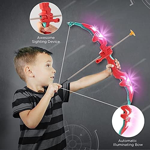 Детски Лък и Стрели SainSmart Jr., 2 комплекта, Определени за стрелба с лък с подсветка и 6 Стрели в Присосках,