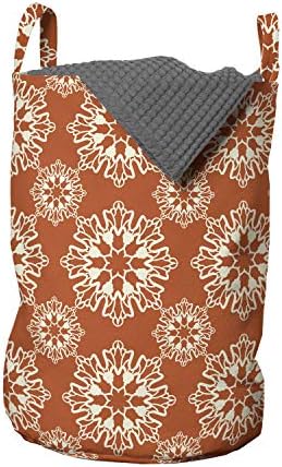 Чанта за дрехи Ambesonne Orange Мандала Дизайн в Черно-бял стил, Симетрични Мотиви, Вдъхновени от Дантела, Кошница за дрехи